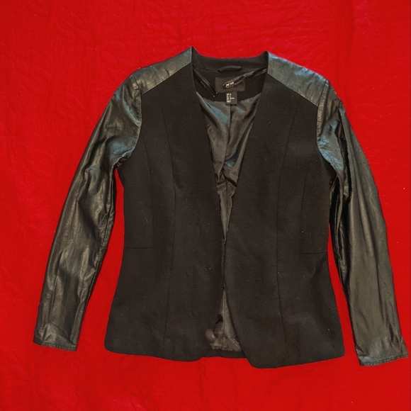 Dress jacket w/faux leather sleeves
